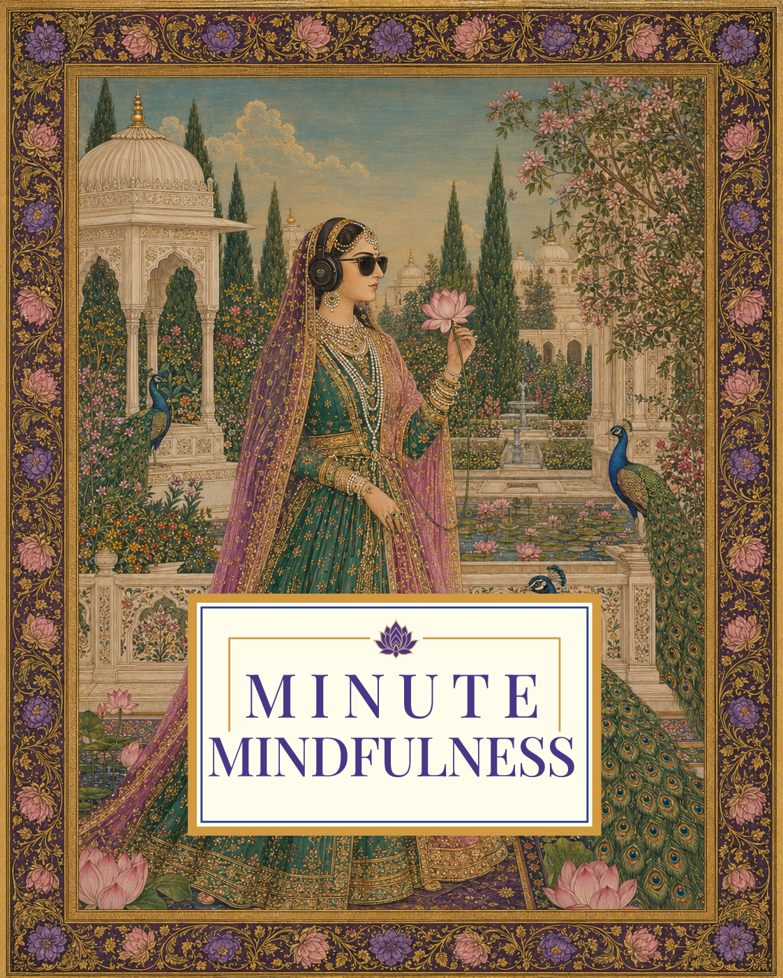 Minute Mindfulness newsletter cover, a Mughal garden scene