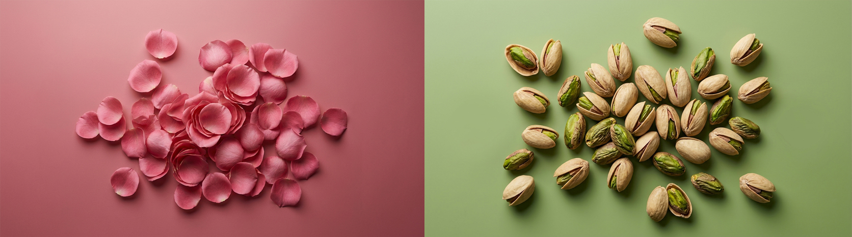 Rose petals and pistachios